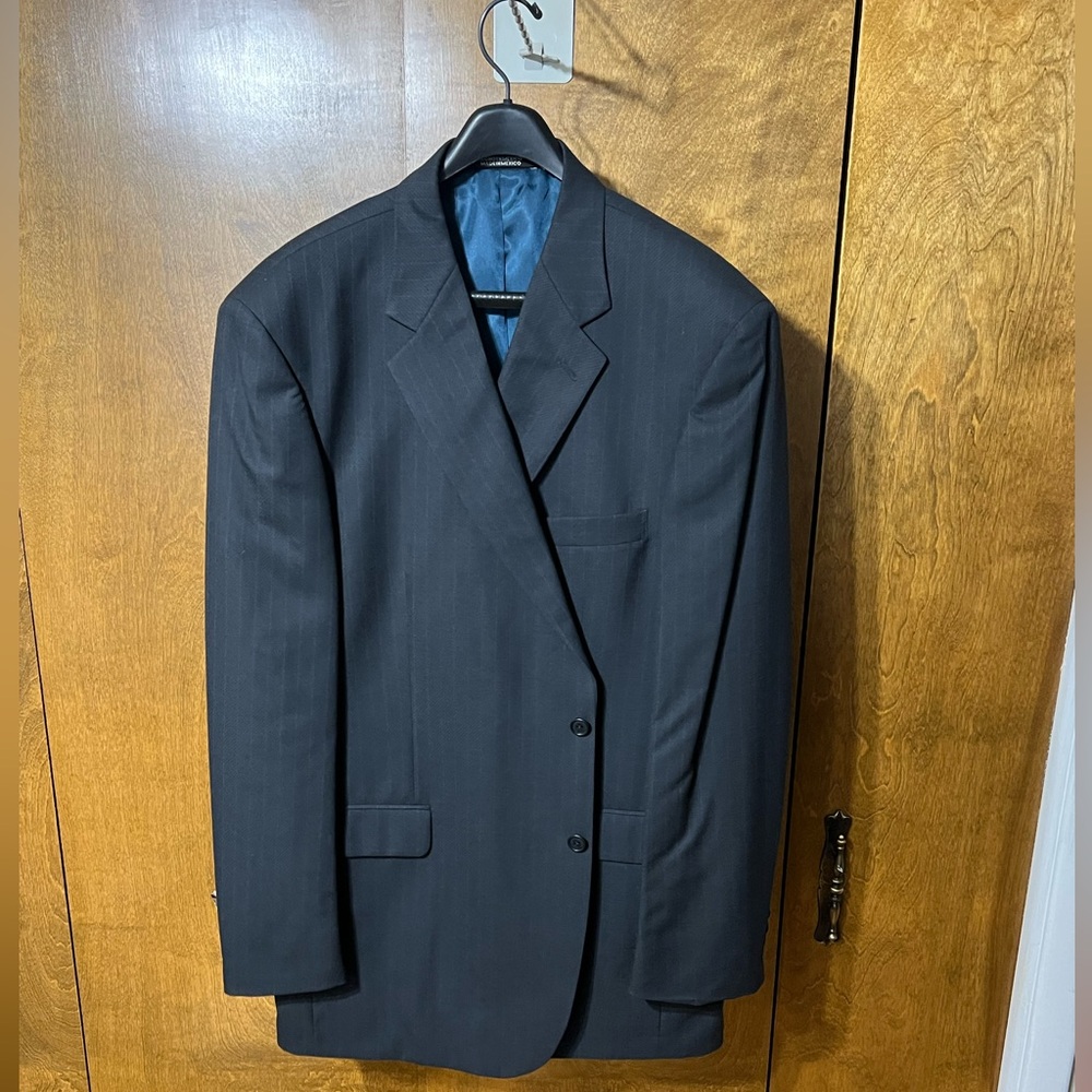 Towncraft 100% Wool Mens Blue Suit with pants 48L